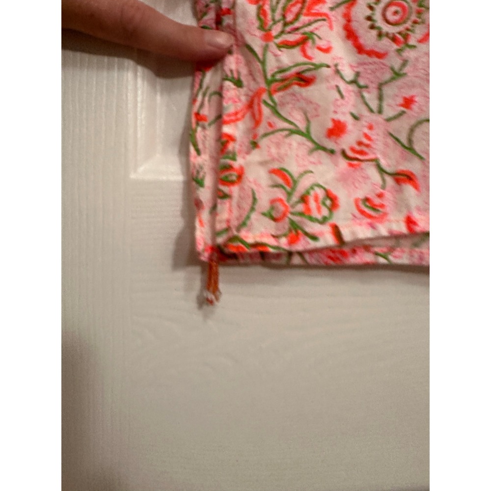 Roberta Roller Rabbit Cotton Tunic Top Floral Block Print Pink Orange XS - Picture 4 of 5